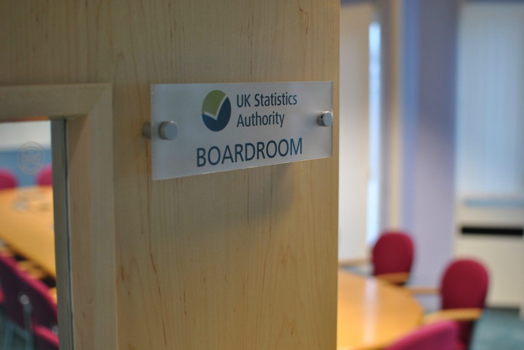 Wooden door of the UKSA Boardroom